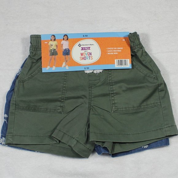Member's Mark 2-PACK Girl's 6/6x Elastic Waist Woven Shorts - Picture 1 of 5